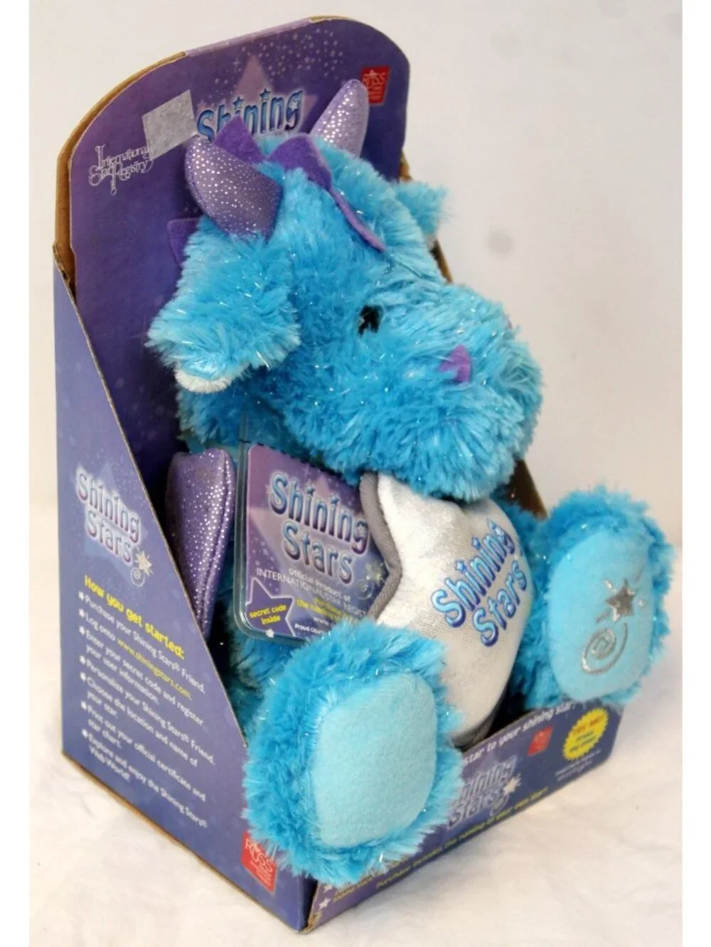2007 Russ Plush Shining Stars Blue Dragon Animal Wings Blue Int'l Registry Code
